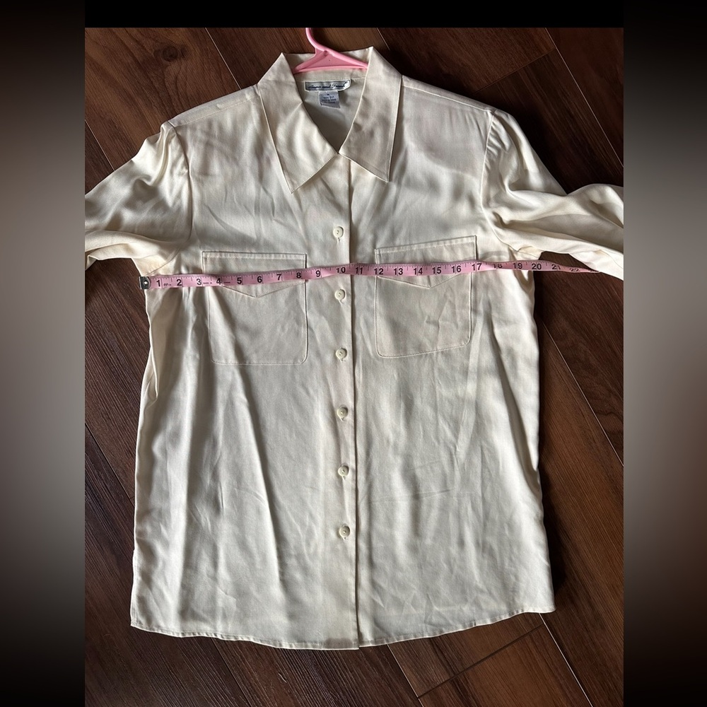 Vintage Anna And Frank 100% Silk Button Down Blouse - Picture 8 of 13